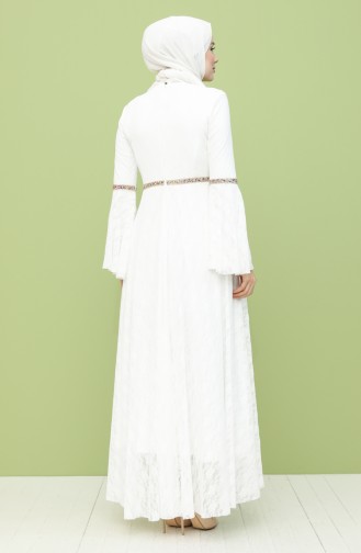 White Hijab Evening Dress 2052-01