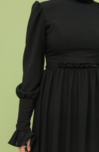 Büzgülü Elbise 2148-01 Siyah