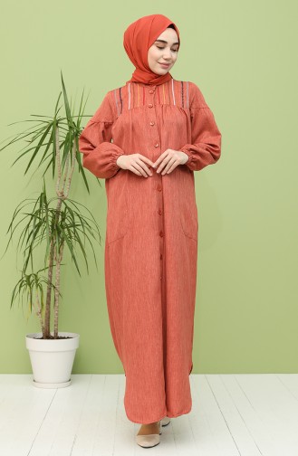 Brick Red Hijab Dress 21Y8246-01
