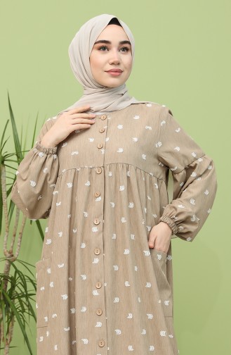 Dunkel-Beige Hijab Kleider 21Y8259-02