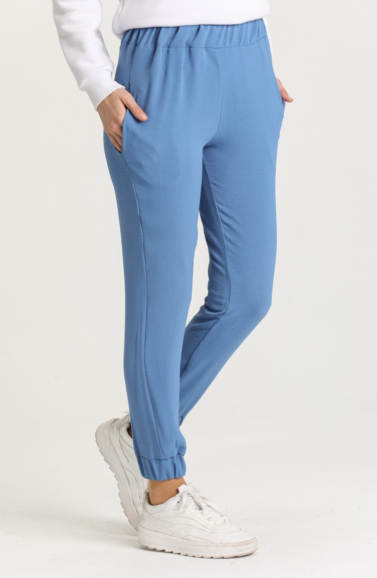 Aerobin Kumaş Beli lastikli Jogger Pantolon 3003-03 İndigo