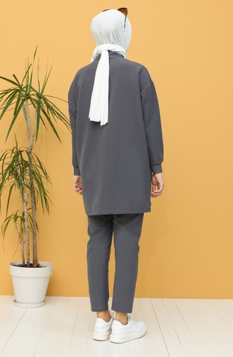 Dabıl Kumaş Tunik Pantolon İkili Takım 2318-03 Antrasit