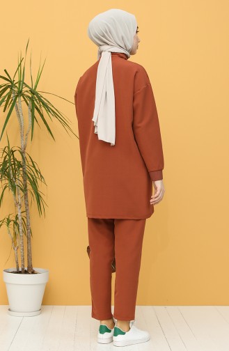 Dabıl Kumaş Tunik Pantolon İkili Takım 2318-04 Taba