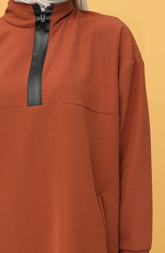 Dabıl Kumaş Tunik Pantolon İkili Takım 2318-04 Taba