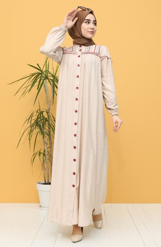 Beige Hijab Kleider 20Y8101-01