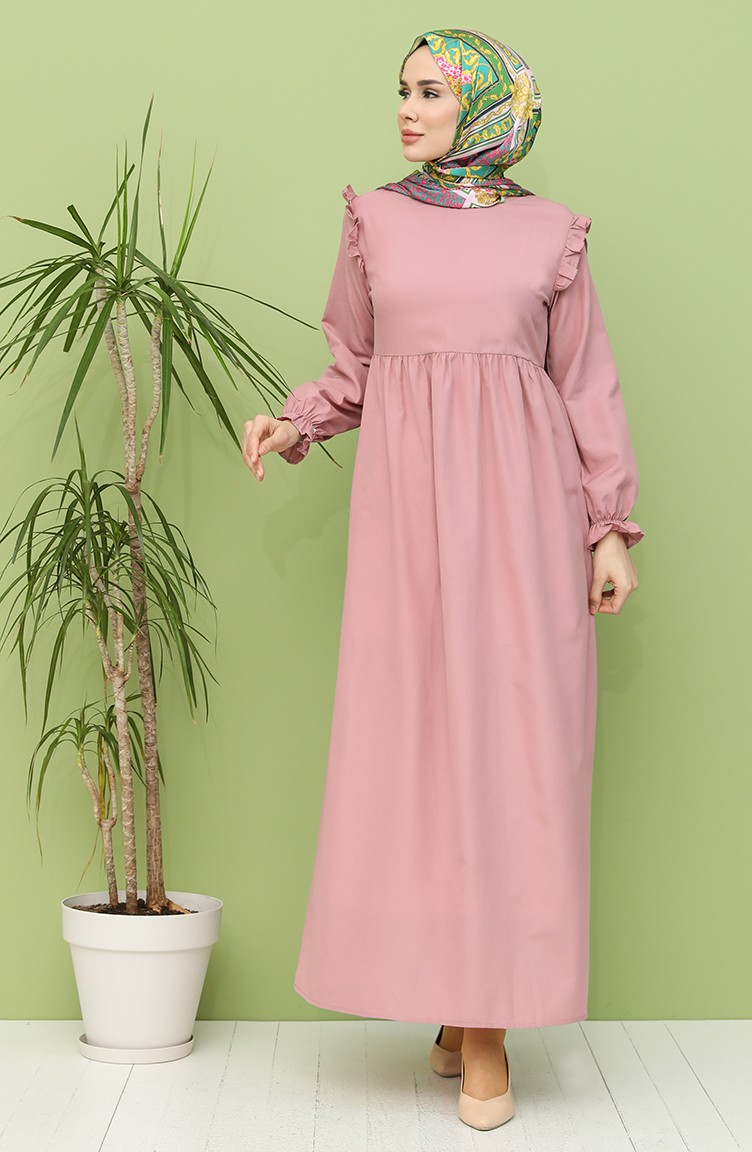 Dusty Rose Hijab Dress 21Y8224-04 | Sefamerve