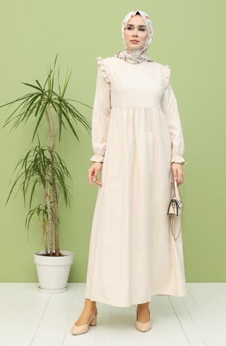 Beige Hijab Dress 21Y8224-09