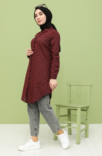 Kareli Tunik 6494-02 Siyah Bordo