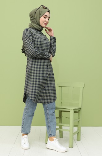 Kareli Tunik 6494-07 Lacivert Haki