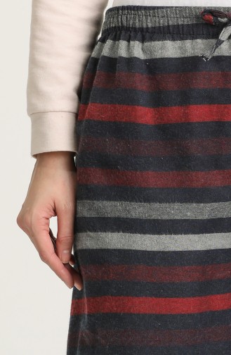 Desenli Bol Paça Pantolon 4033-03 Bordo