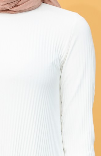Piliseli Tunik Pantolon İkili Takım 5351-06 Beyaz