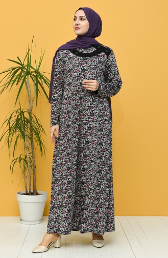 Navy Blue Hijab Dress 0417-02