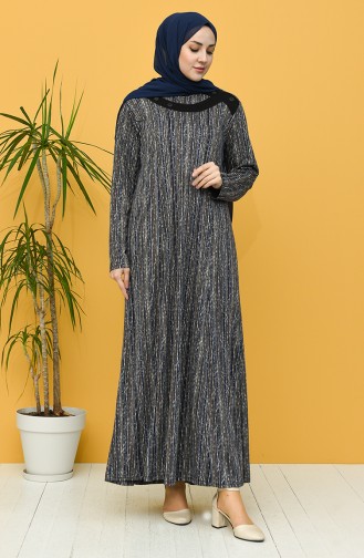 Navy Blue Hijab Dress 0418-04