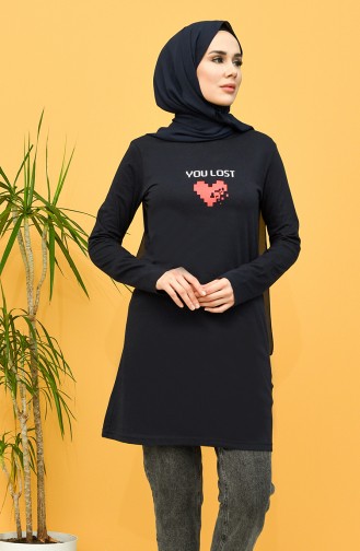 Bedruckte Tunika 6009-02 Dunkelblau 6009-02