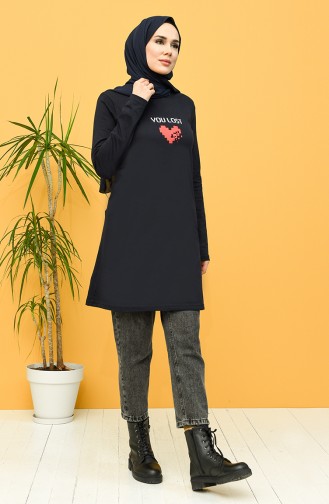 Bedruckte Tunika 6009-02 Dunkelblau 6009-02