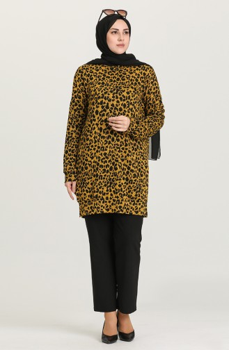 Leopar Desenli Tunik 0101-02 Yağ Yeşili