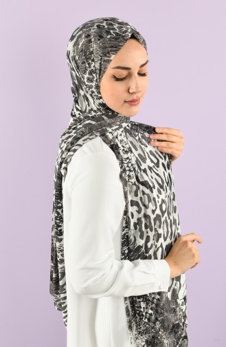Desenli Penye Şal 4979-01 Gri