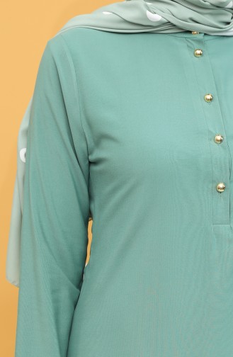 Düğmeli Tunik Pantolon İkili Takım 5004-05 Çağla Yeşili
