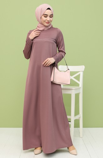 Beige-Rose Hijab Kleider 8289-04