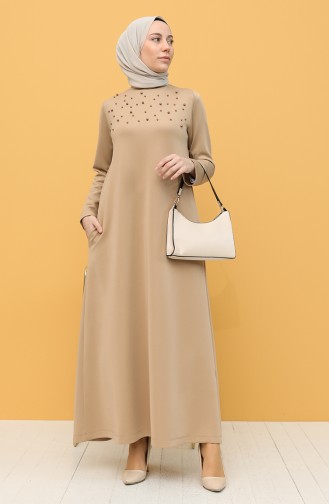 Beige İslamitische Jurk 1000-01