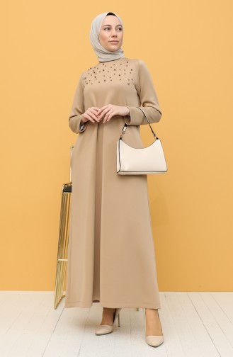 Beige Hijab Dress 1000-01