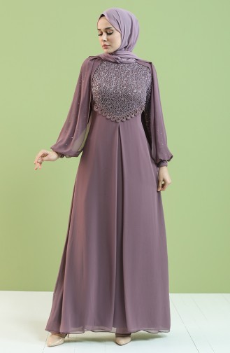 Dusty Rose Hijab Evening Dress 4856-01