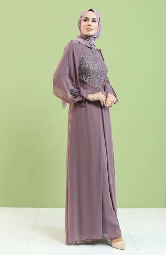 Dusty Rose Hijab Evening Dress 4856-01