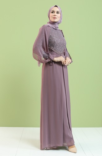 Beige-Rose Hijab-Abendkleider 4856-01