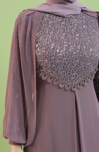 Dusty Rose Hijab Evening Dress 4856-01