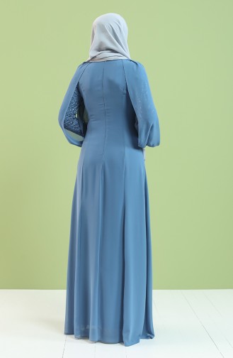 Indigo Hijab Evening Dress 4856-02