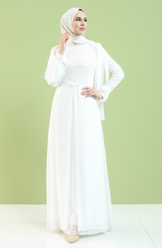 Weiß Hijab-Abendkleider 4856-03