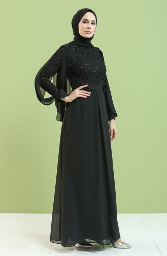 Black Hijab Evening Dress 4856-04