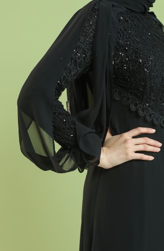 Black Hijab Evening Dress 4856-04