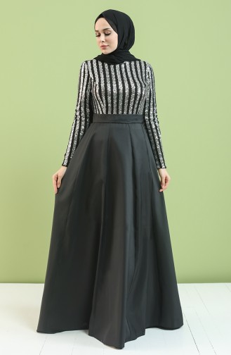 Black Hijab Evening Dress 5152-01