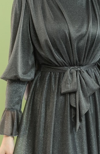 Gray Hijab Evening Dress 5367-01