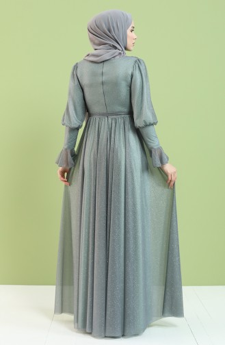 Smoke-Colored Hijab Evening Dress 5367-03