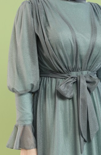 Smoke-Colored Hijab Evening Dress 5367-03