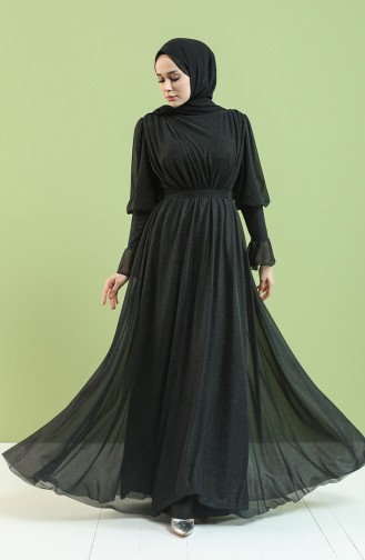 Black Hijab Evening Dress 5367-05