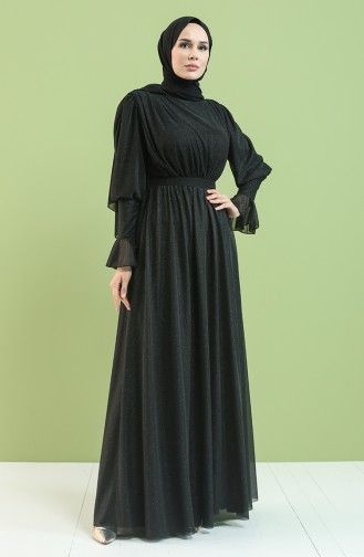 Black Hijab Evening Dress 5367-05