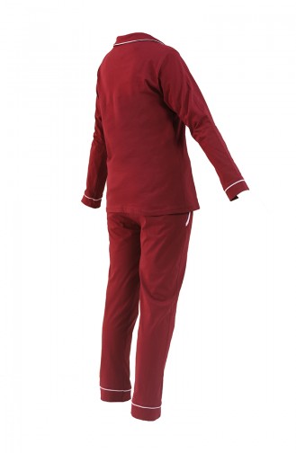 Uzun Kollu Pijama Takımı 2716-01 Bordo