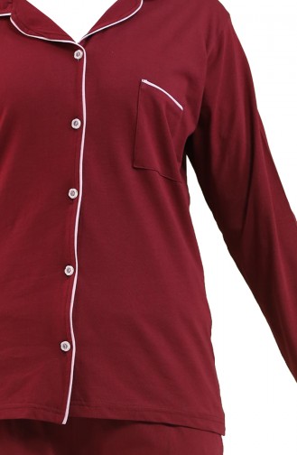 Uzun Kollu Pijama Takımı 2716-01 Bordo