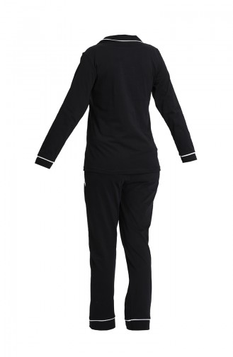 Uzun Kollu Pijama Takımı 2717-01 Siyah