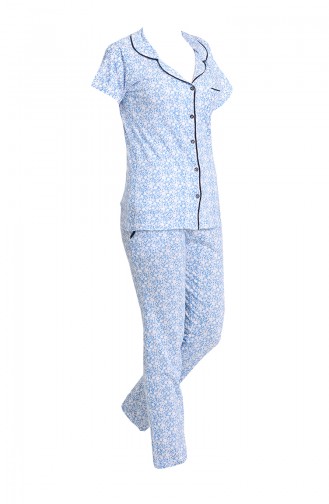 Kadın Kısa Kol Pijama Takımı 2801 Mavi