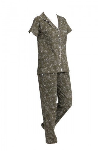 Kadın Kısa Kol Pijama Takımı 2805 Haki
