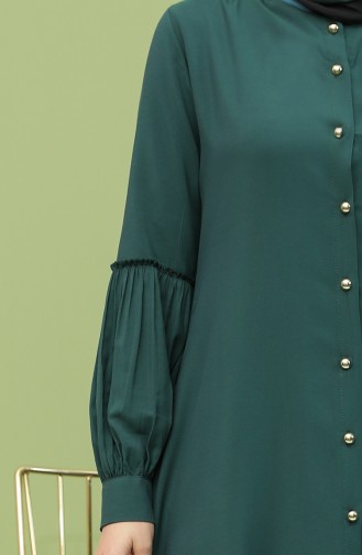 Kolyeli Tunik Pantolon İkili Takım 12010-01 Zümrüt Yeşili