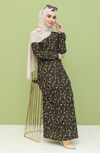 Khaki Hijab Dress 1111-05