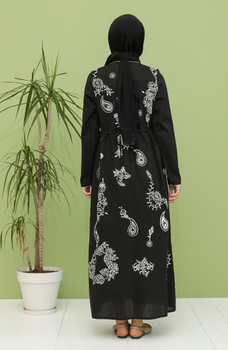 Schwarz Hijab Kleider 5004-01