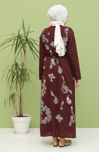 Weinrot Hijab Kleider 5004-02