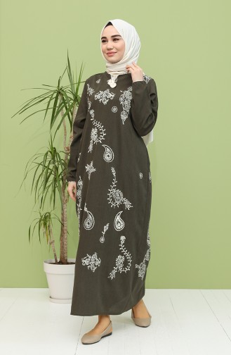 Khaki Hijab Dress 5004-04