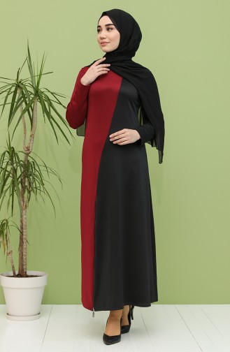 Claret Red Hijab Dress 0001-01